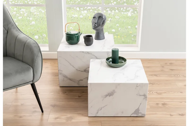 Sohvapöytä Samon 58x58 cm - Valkoinen - Huonekalut - Pöytä & ruokailuryhmä - Apupöytä & sivupöytä - Sarjapöytä