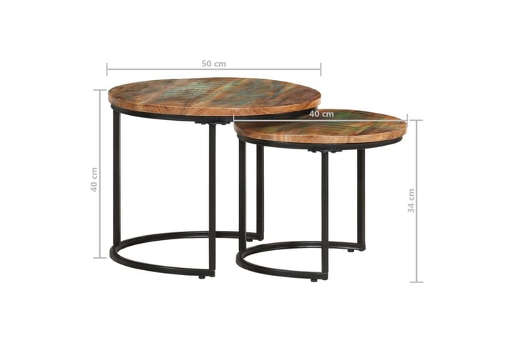 Sarjapöydät 2 kpl kierrätetty täyspuu - Ruskea - Sohvapöytä - Sarjapöytä