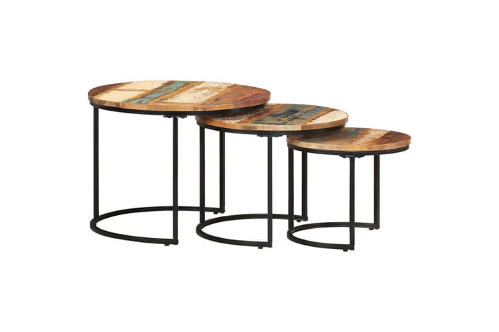 Sarjapöydät 3 kpl kierrätetty täyspuu - Ruskea - Sarjapöytä - Sohvapöytä