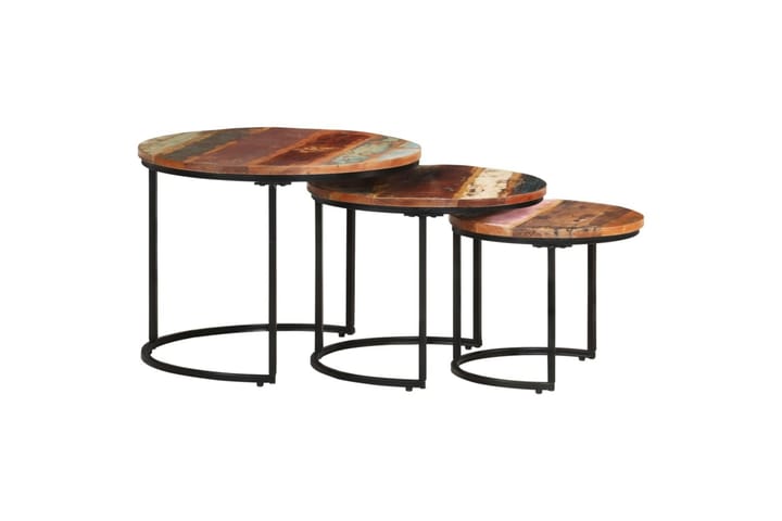 Sarjapöydät 3 kpl kierrätetty täyspuu - Ruskea - Sohvapöytä - Sarjapöytä
