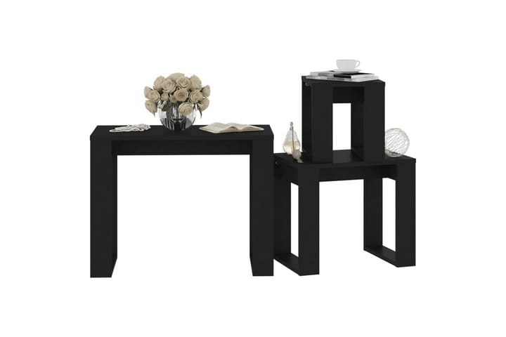 Sarjapöydät 3 kpl musta lastulevy - Musta - Sohvapöytä - Sarjapöytä