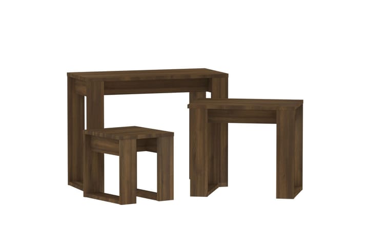 Sarjapöydät 3 kpl ruskea tammi tekninen puu - Ruskea - Sohvapöytä