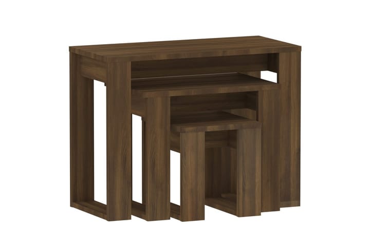 Sarjapöydät 3 kpl ruskea tammi tekninen puu - Ruskea - Sohvapöytä