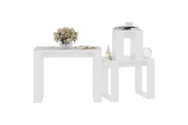 Sarjapöydät 3 kpl valkoinen lastulevy - Valkoinen - Sohvapöytä - Sarjapöytä