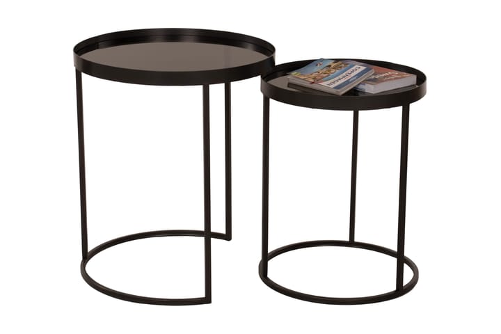 Sarjapöytä 45 cm Pyöreä 2 pöytää Lasi/Rauta/Musta - AG Home & Light - Sarjapöytä - Sohvapöytä