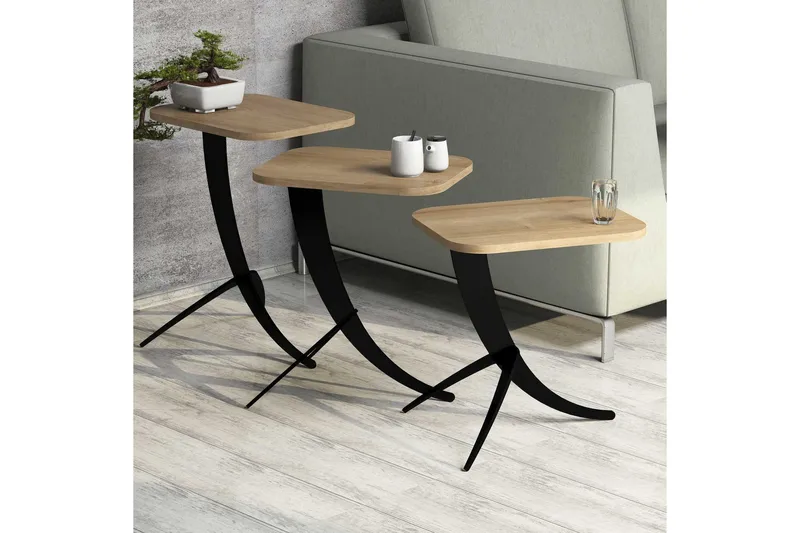 Sarjapöytä Amtorp 45 cm 3 pöytää - Ruskea - Huonekalut - Pöytä & ruokailuryhmä - Sohvapöytä