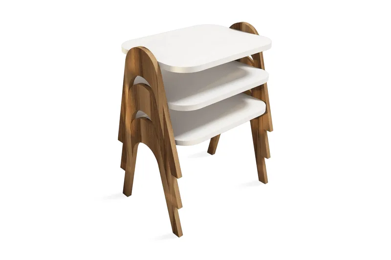 Sarjapöytä Amtorp 49 cm 3 pöytää - Valkoinen/Ruskea - Huonekalut - Pöytä & ruokailuryhmä - Sohvapöytä