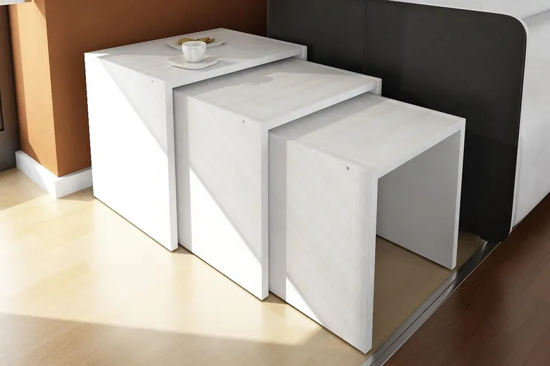 Sarjapöytä Chaya 44 cm 3 pöytää - Valkoinen - Huonekalut - Pöytä & ruokailuryhmä - Sohvapöytä