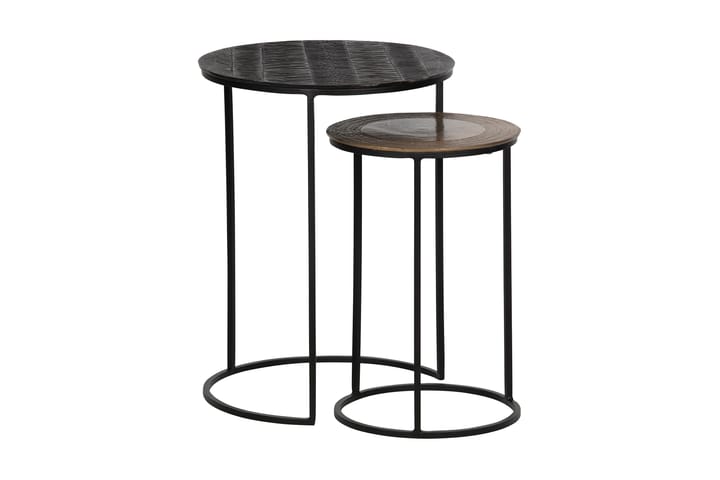 Sarjapöytä Chella 41 cm Pyöreä 2 pöytää - Tummanruskea/Messinki - Sarjapöytä - Sohvapöytä