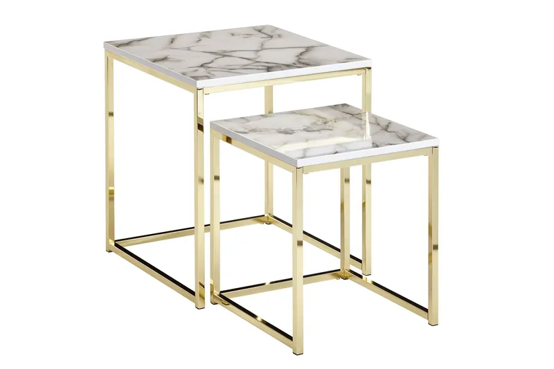 Sarjapöytä Clanton 45 cm, Valkoinen/Harmaa/Kulta