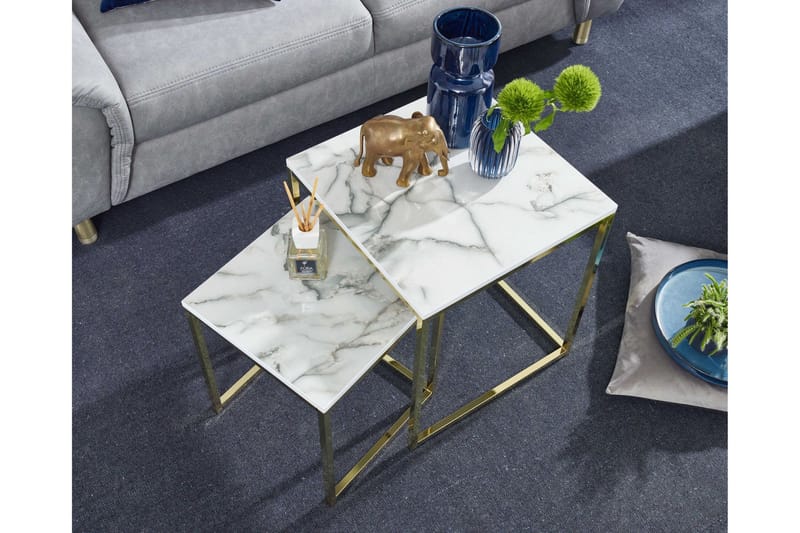 Sarjapöytä Clanton 45 cm - Valkoinen/Harmaa/Kulta - Huonekalut - Pöytä & ruokailuryhmä - Sohvapöytä