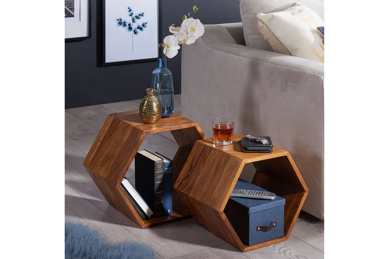 Sarjapöytä Desbien 46 cm 2 pöytää - Massiivi Puu/Ruskea - Huonekalut - Pöytä & ruokailuryhmä - Sohvapöytä