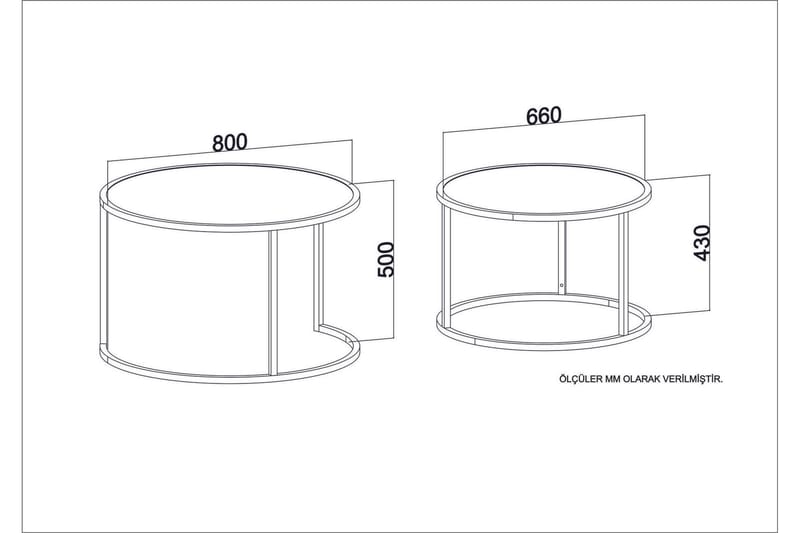 Sarjapöytä Dumö 80 cm Pyöreä 2 pöytää - Vaaleanruskea/Musta - Huonekalut - Pöytä & ruokailuryhmä - Sohvapöytä