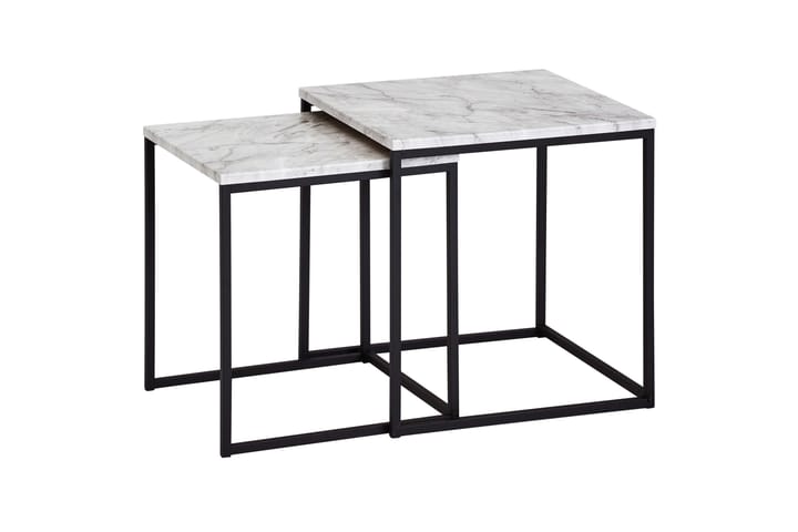 Sarjapöytä Gereline 40 cm Marmorikuvio 2 pöytää - Valkoinen/Musta - Sarjapöytä - Marmoripöydät - Sohvapöytä
