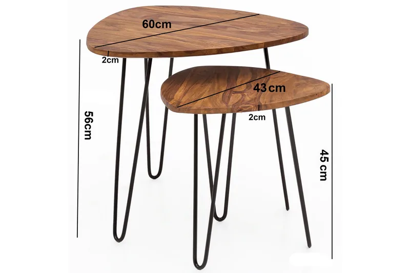Sarjapöytä Graceanna 2-pak 60 cm - Puu/Luonnonväri - Huonekalut - Pöytä & ruokailuryhmä - Sohvapöytä