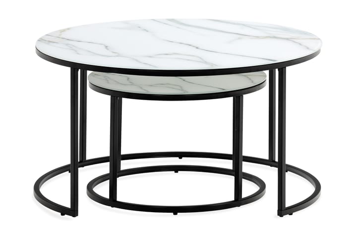 Sarjapöytä Grasp Lasimarmori - Musta/Valkoinen - Sarjapöytä - Sohvapöytä