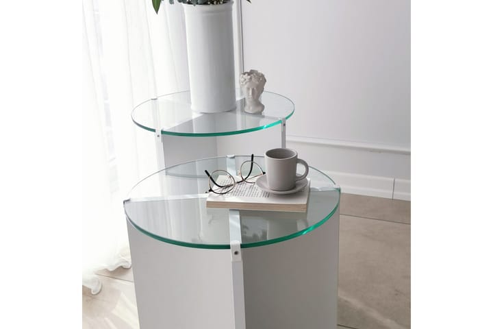 Sarjapöytä Jospeh 60x40x60 cm Pyöreä - Valkoinen - Sarjapöytä - Sohvapöytä