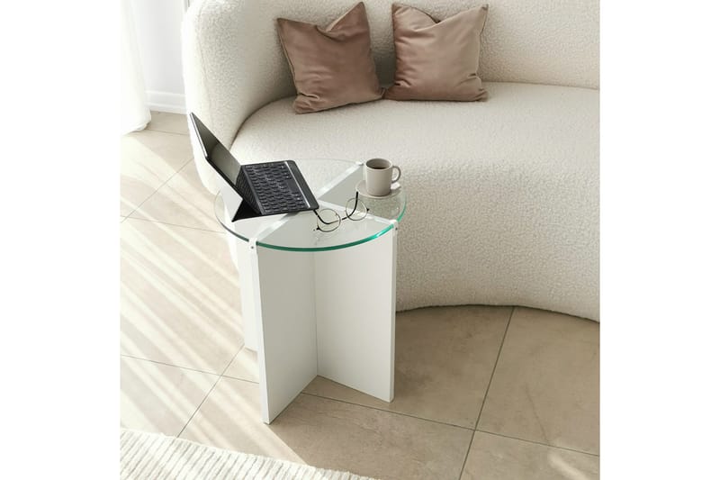 Sarjapöytä Jospeh 60x40x60 cm Pyöreä - Valkoinen - Huonekalut - Pöytä & ruokailuryhmä - Sohvapöytä