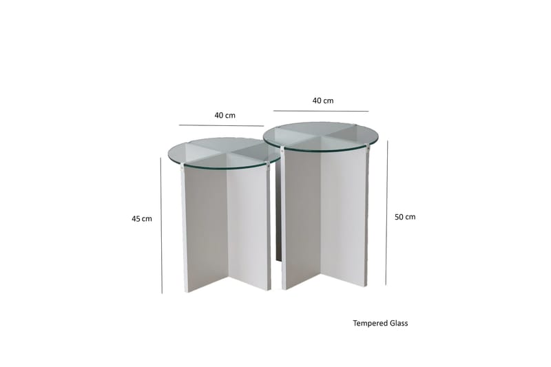 Sarjapöytä Jospeh 60x40x60 cm Pyöreä - Valkoinen - Huonekalut - Pöytä & ruokailuryhmä - Sohvapöytä