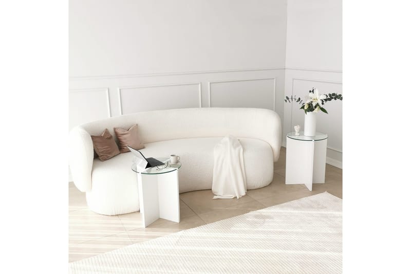 Sarjapöytä Jospeh 60x40x60 cm Pyöreä - Valkoinen - Huonekalut - Pöytä & ruokailuryhmä - Sohvapöytä