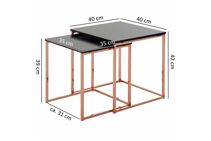 Sarjapöytä Khamsouk 2-pak 48 cm - Kupari/Musta - Sohvapöytä - Sarjapöytä
