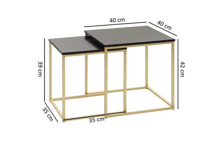 Sarjapöytä Khamsouk 48 cm 2 pöytää - Musta/Kulta - Sohvapöytä - Sarjapöytä