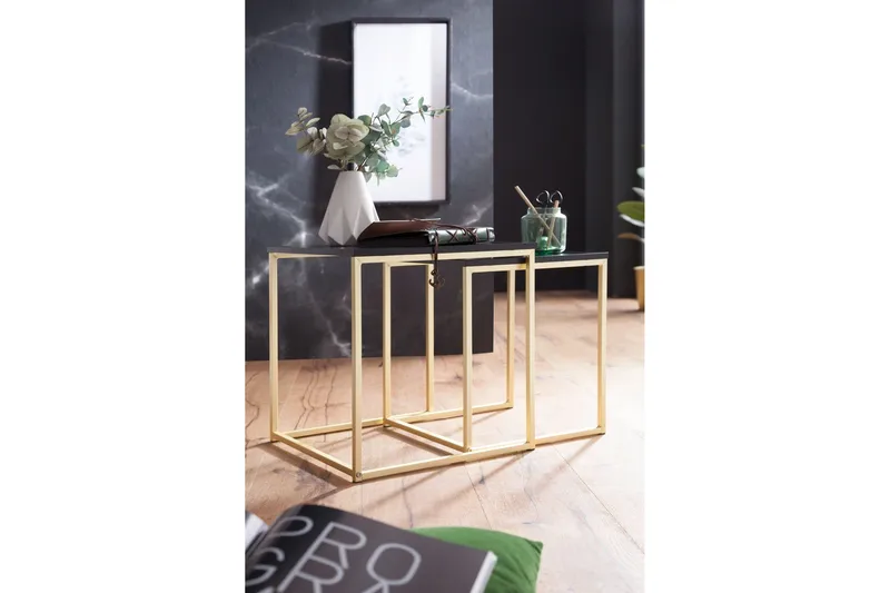 Sarjapöytä Khamsouk 48 cm 2 pöytää - Musta/Kulta - Huonekalut - Pöytä & ruokailuryhmä - Sohvapöytä