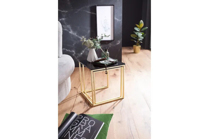 Sarjapöytä Khamsouk 48 cm 2 pöytää - Musta/Kulta - Huonekalut - Pöytä & ruokailuryhmä - Sohvapöytä