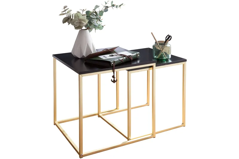 Sarjapöytä Khamsouk 48 cm 2 pöytää - Musta/Kulta - Huonekalut - Pöytä & ruokailuryhmä - Sohvapöytä