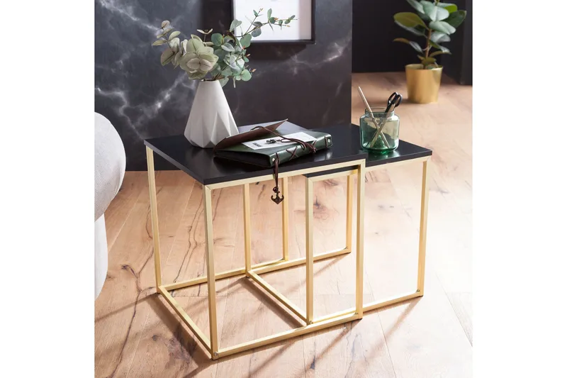 Sarjapöytä Khamsouk 48 cm 2 pöytää, Musta/Kulta