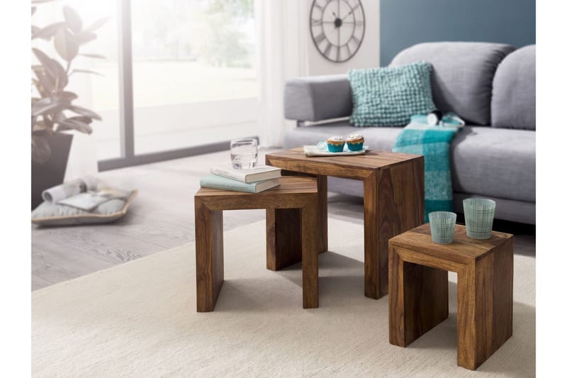 Sarjapöytä Kutter 3-pak - Puu/Luonnonväri - Huonekalut - Pöytä & ruokailuryhmä - Sohvapöytä