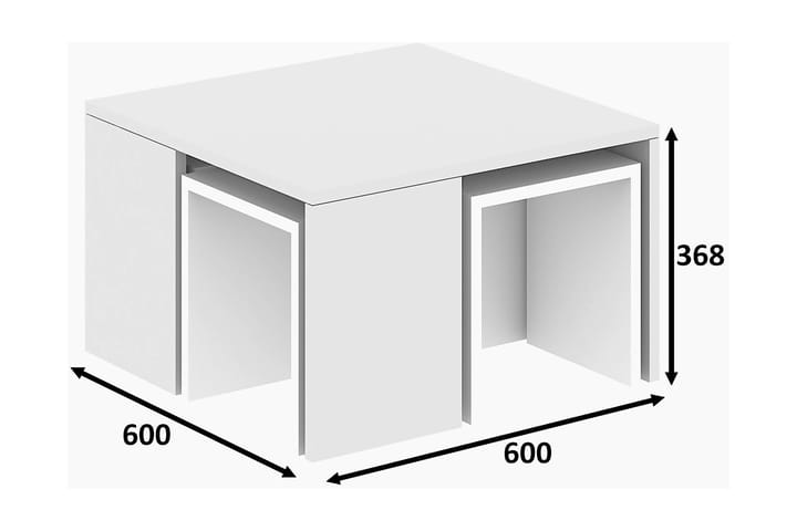 Sarjapöytä Lalenius 60 cm 4 pöytää - Valkoinen - Sohvapöytä - Sarjapöytä