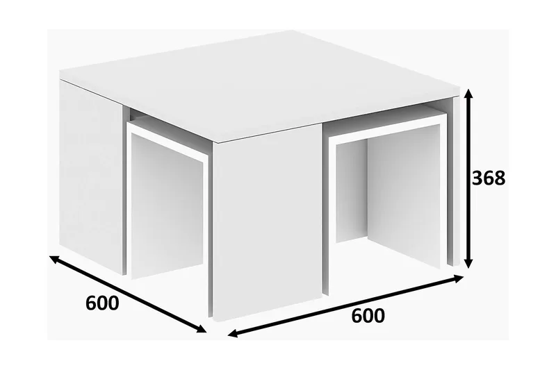 Sarjapöytä Lalenius 60 cm 4 pöytää - Valkoinen - Huonekalut - Pöytä & ruokailuryhmä - Sohvapöytä