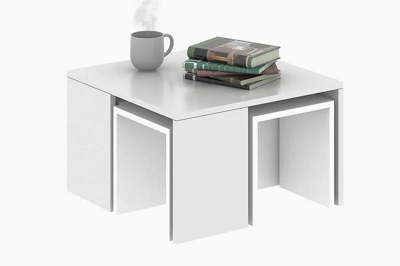 Sarjapöytä Lalenius 60 cm 4 pöytää - Valkoinen - Huonekalut - Pöytä & ruokailuryhmä - Sohvapöytä