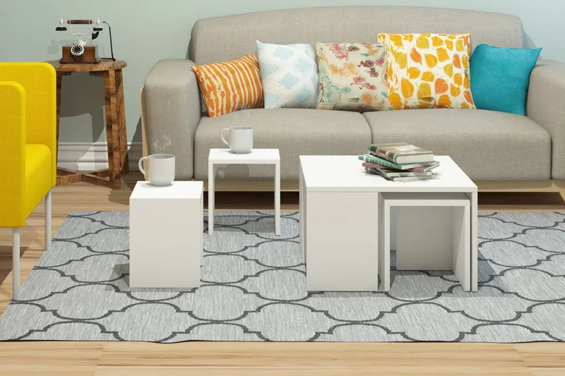 Sarjapöytä Lalenius 60 cm 4 pöytää - Valkoinen - Huonekalut - Pöytä & ruokailuryhmä - Sohvapöytä