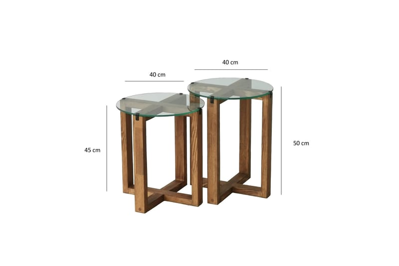 Sarjapöytä Lonaste 50x40x50 cm Pyöreä - Ruskea - Huonekalut - Pöytä & ruokailuryhmä - Sohvapöytä