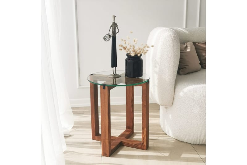 Sarjapöytä Lonaste 50x40x50 cm Pyöreä - Ruskea - Huonekalut - Pöytä & ruokailuryhmä - Sohvapöytä