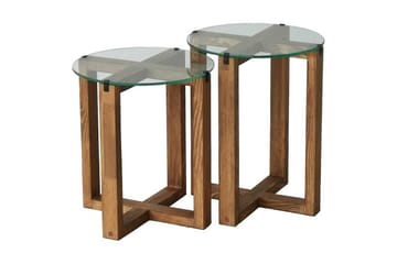 Sarjapöytä Lonaste 50x40x50 cm Pyöreä - Ruskea - Huonekalut - Pöytä & ruokailuryhmä - Sohvapöytä