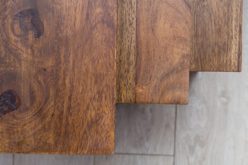 Sarjapöytä Lysogorski 45 cm 3 pöytää - Massiivi Puu/Musta - Huonekalut - Pöytä & ruokailuryhmä - Sohvapöytä