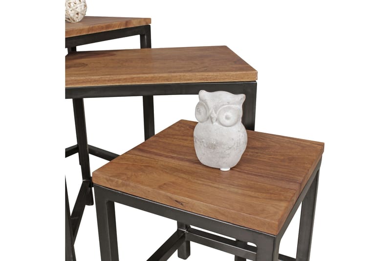 Sarjapöytä Lysogorski 45 cm 3 pöytää - Massiivi Puu/Musta - Huonekalut - Pöytä & ruokailuryhmä - Sohvapöytä