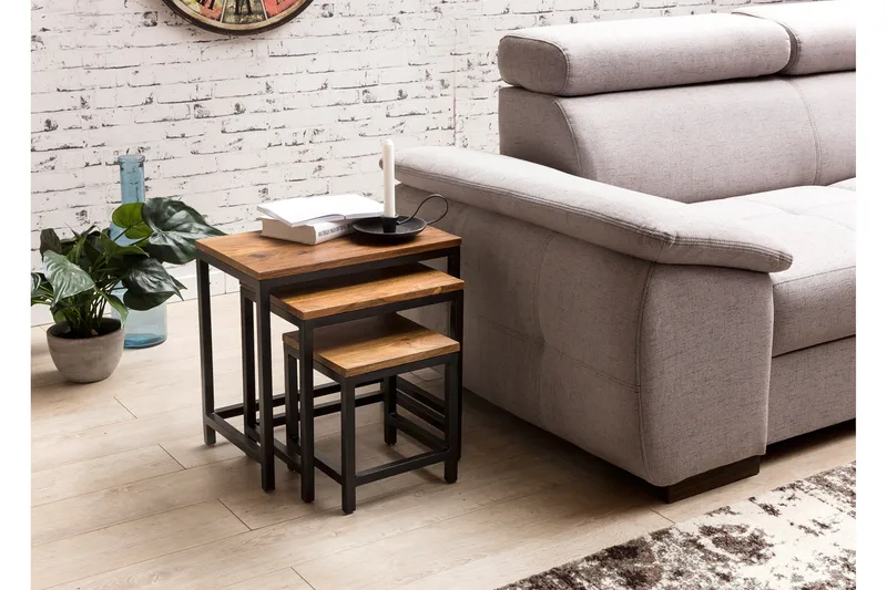 Sarjapöytä Lysogorski 45 cm 3 pöytää, Massiivi Puu/Musta