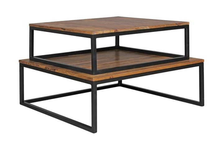 Sarjapöyt�ä Lysogorski 75 cm 2 pöytää - Massiivi Puu/Musta - Sohvapöytä - Sarjapöytä