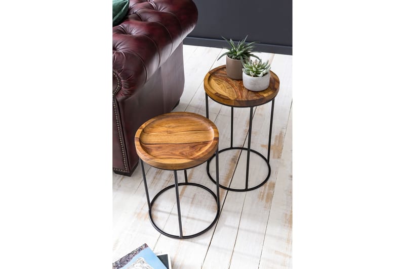 Sarjapöytä Makhyla 31 cm 2 pöytää - Massiivi Puu/Musta - Huonekalut - Pöytä & ruokailuryhmä - Sohvapöytä