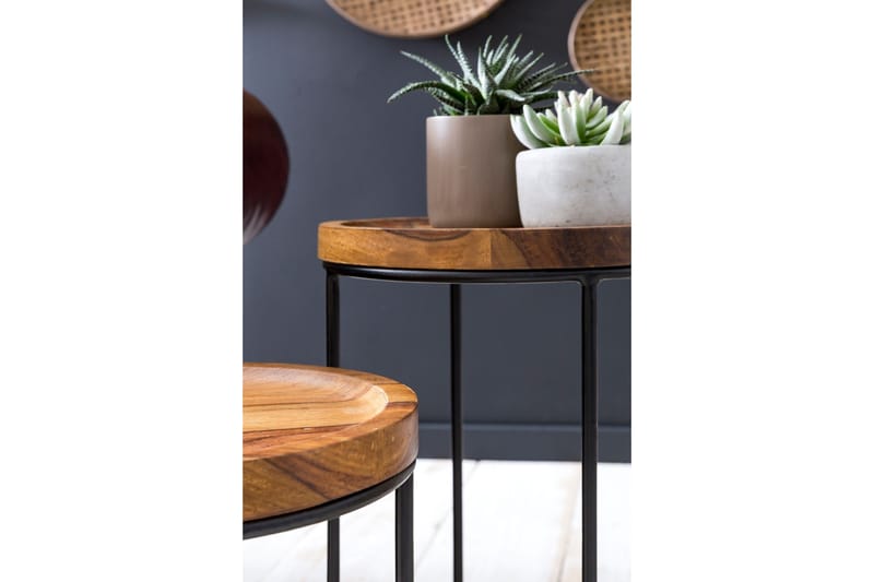 Sarjapöytä Makhyla 31 cm 2 pöytää - Massiivi Puu/Musta - Huonekalut - Pöytä & ruokailuryhmä - Sohvapöytä
