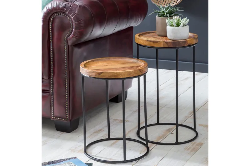 Sarjapöytä Makhyla 31 cm 2 pöytää - Massiivi Puu/Musta - Huonekalut - Pöytä & ruokailuryhmä - Sohvapöytä