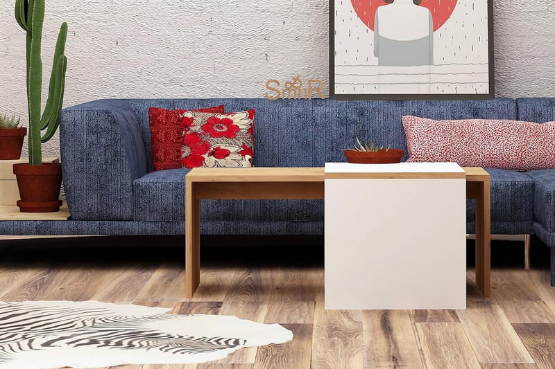 Sarjapöytä Naidaj 90 cm 2 pöytää - Puu/Valkoinen - Huonekalut - Pöytä & ruokailuryhmä - Sohvapöytä