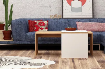 Sarjapöytä Naidaj 90 cm 2 pöytää - Puu/Valkoinen - Huonekalut - Pöytä & ruokailuryhmä - Sohvapöytä