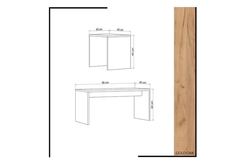 Sarjapöytä Naidaj 90 cm 2 pöytää - Puu/Valkoinen - Huonekalut - Pöytä & ruokailuryhmä - Sohvapöytä