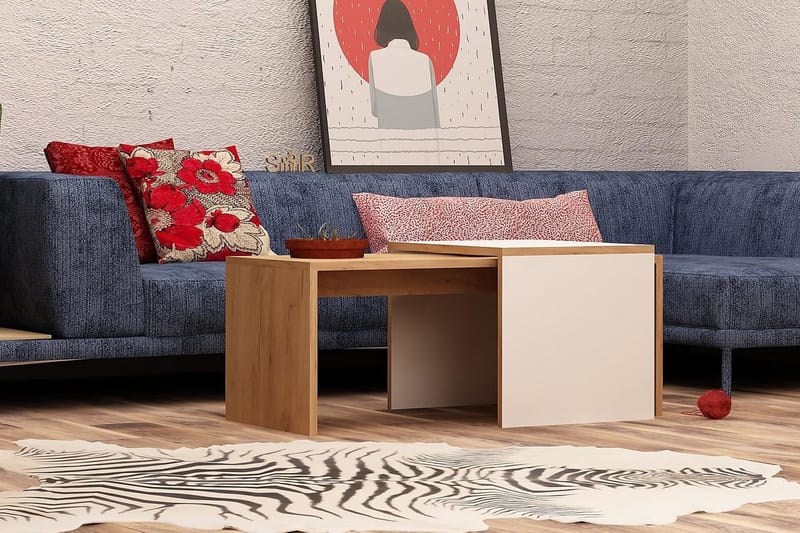 Sarjapöytä Naidaj 90 cm 2 pöytää - Puu/Valkoinen - Huonekalut - Pöytä & ruokailuryhmä - Sohvapöytä