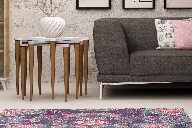 Sarjapöytä Nayla 50 cm 3 pöytää - Valkoinen/Roosa/Sininen - Huonekalut - Pöytä & ruokailuryhmä - Sohvapöytä